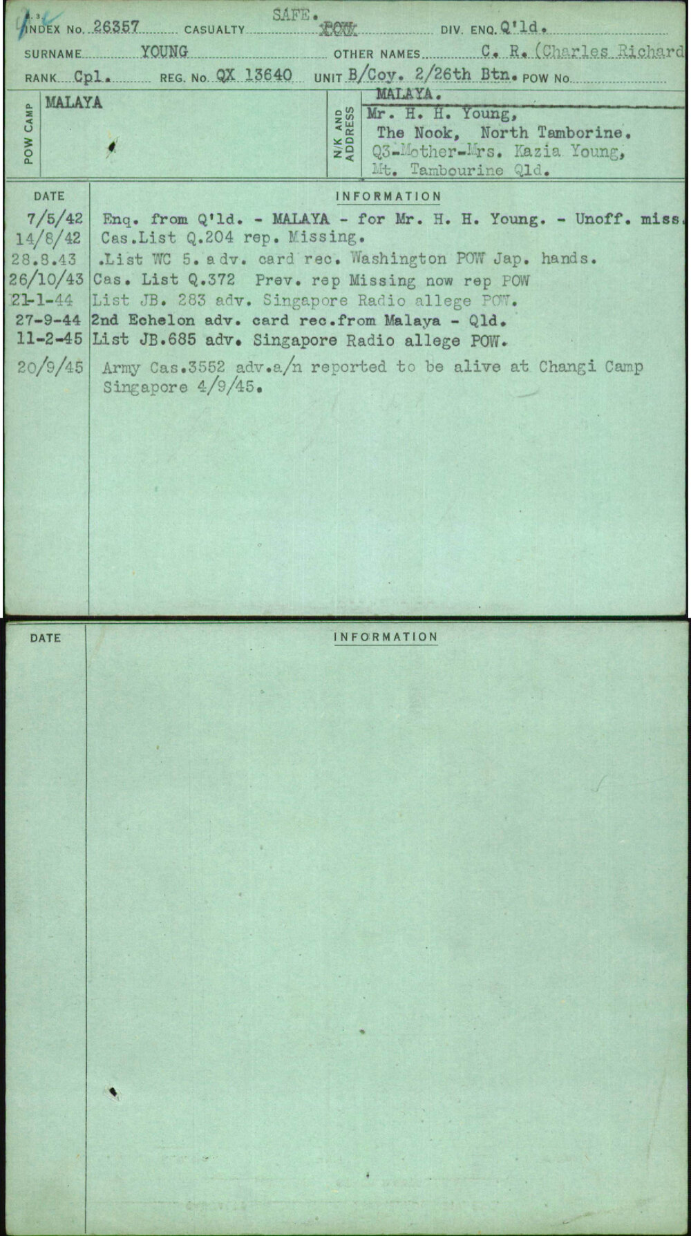 Young, C R (Charles Richard, QX13640