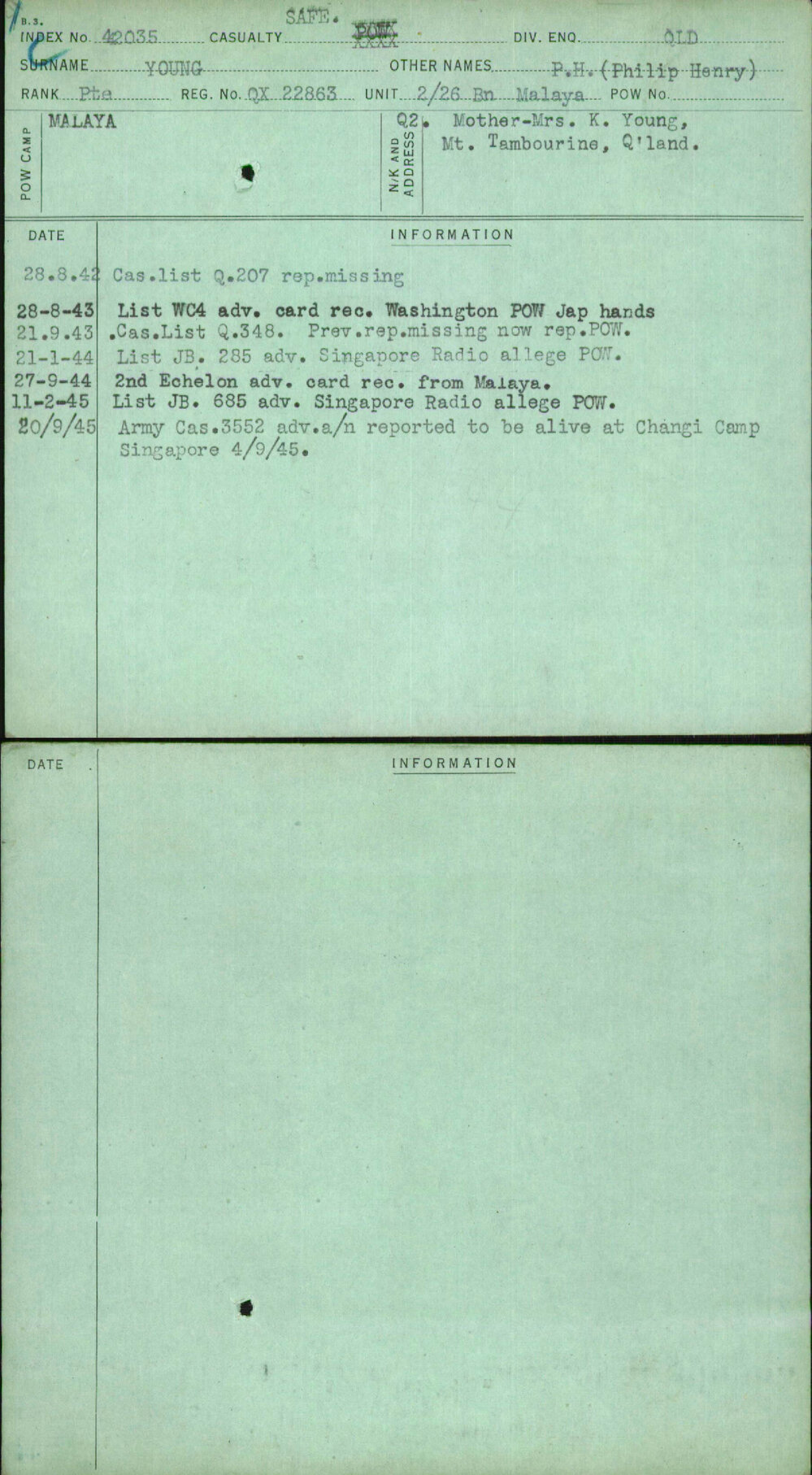 Young, P H (Philip Henry), QX22863