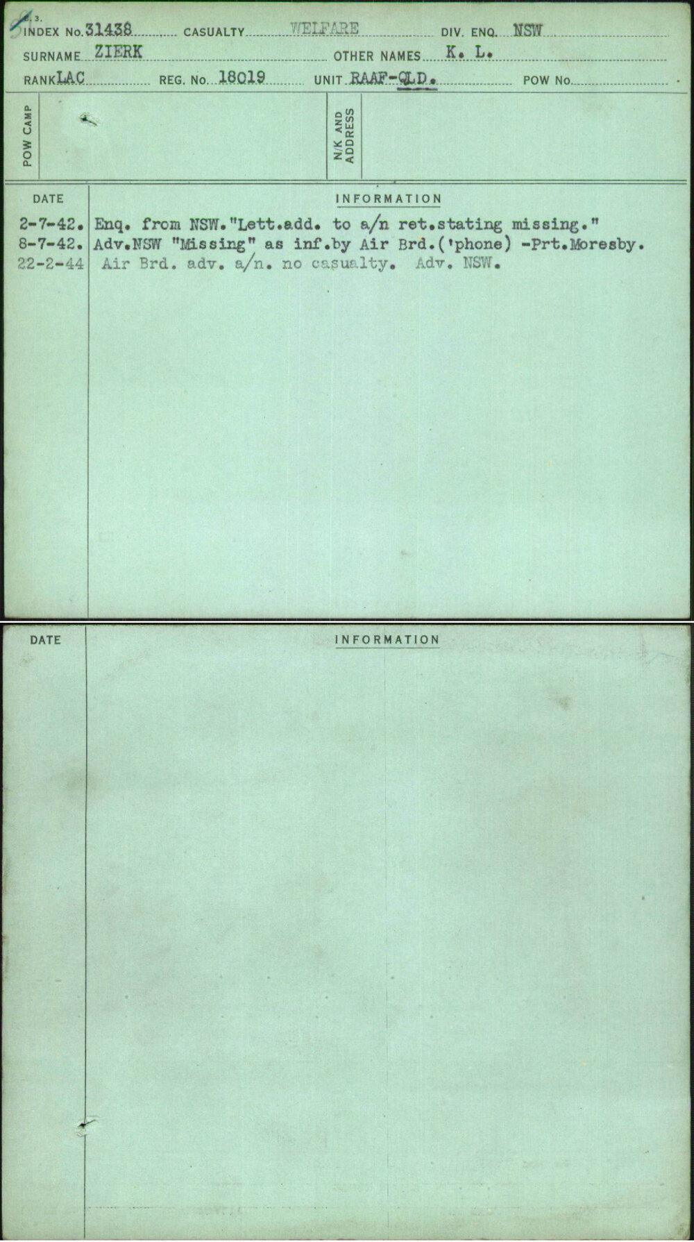 Zierk, K L, 18019