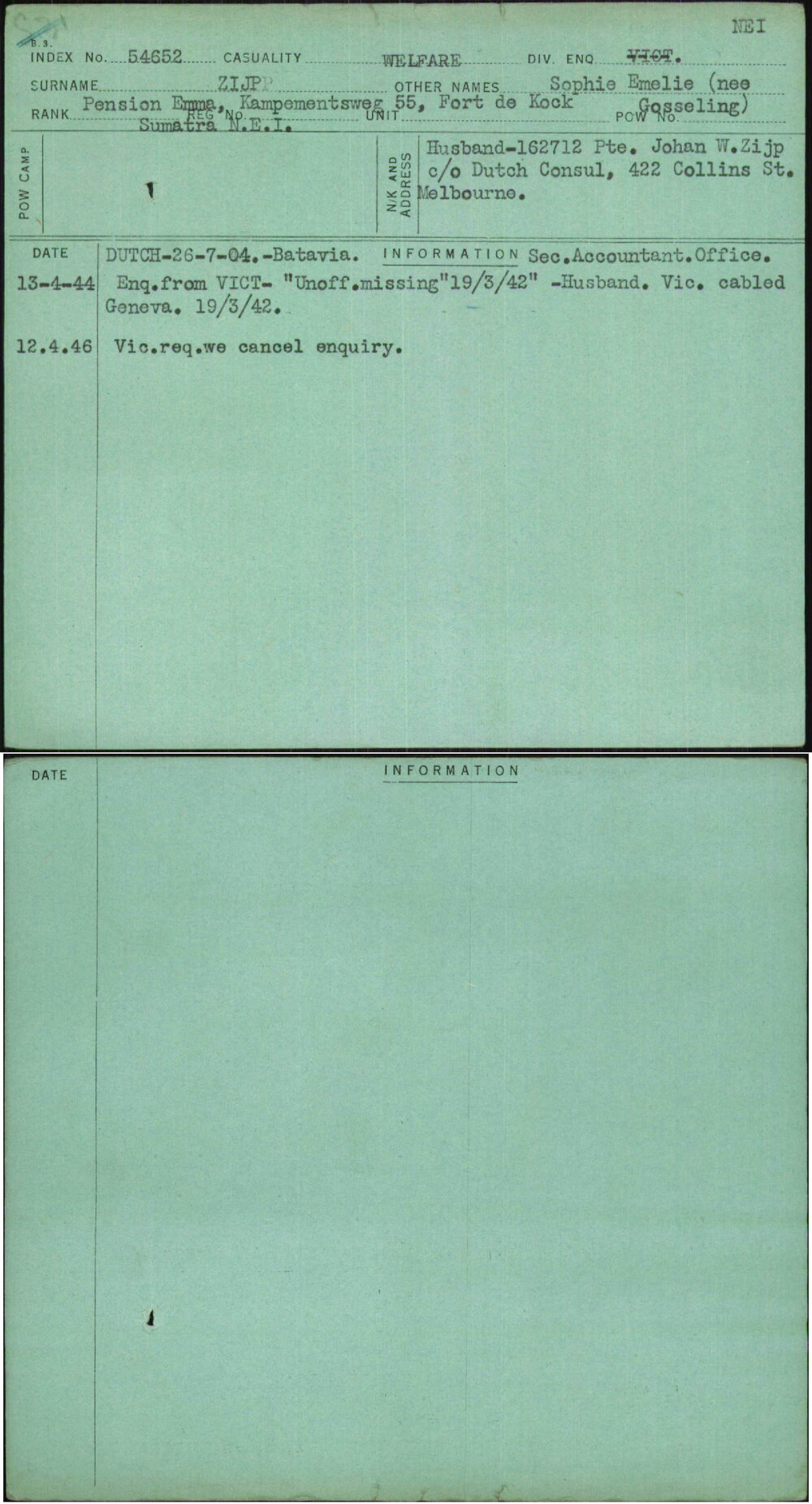 Zijp, Sophie Emelie (Nee Gosseling), [No Service Number]