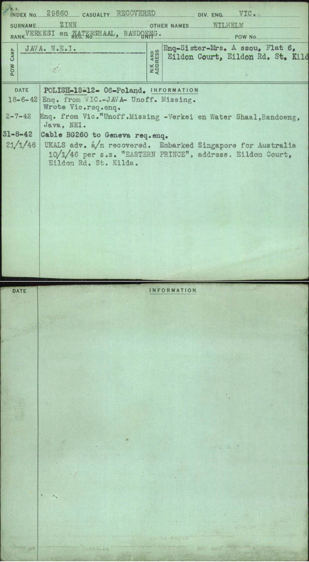 Zinn, Wilhelm, [No Service Number]