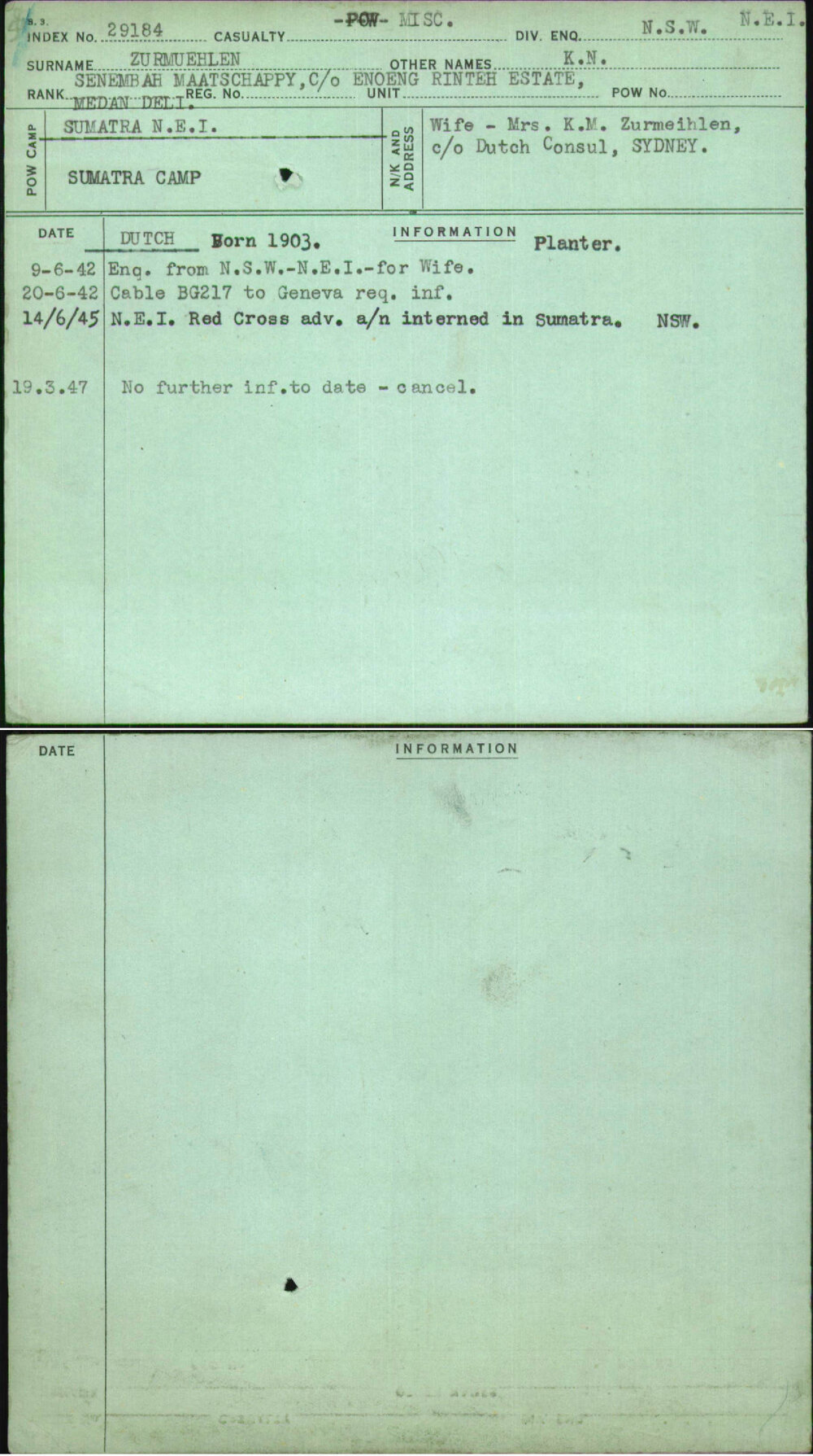 Zurmuehlen, K N, [No Service Number]