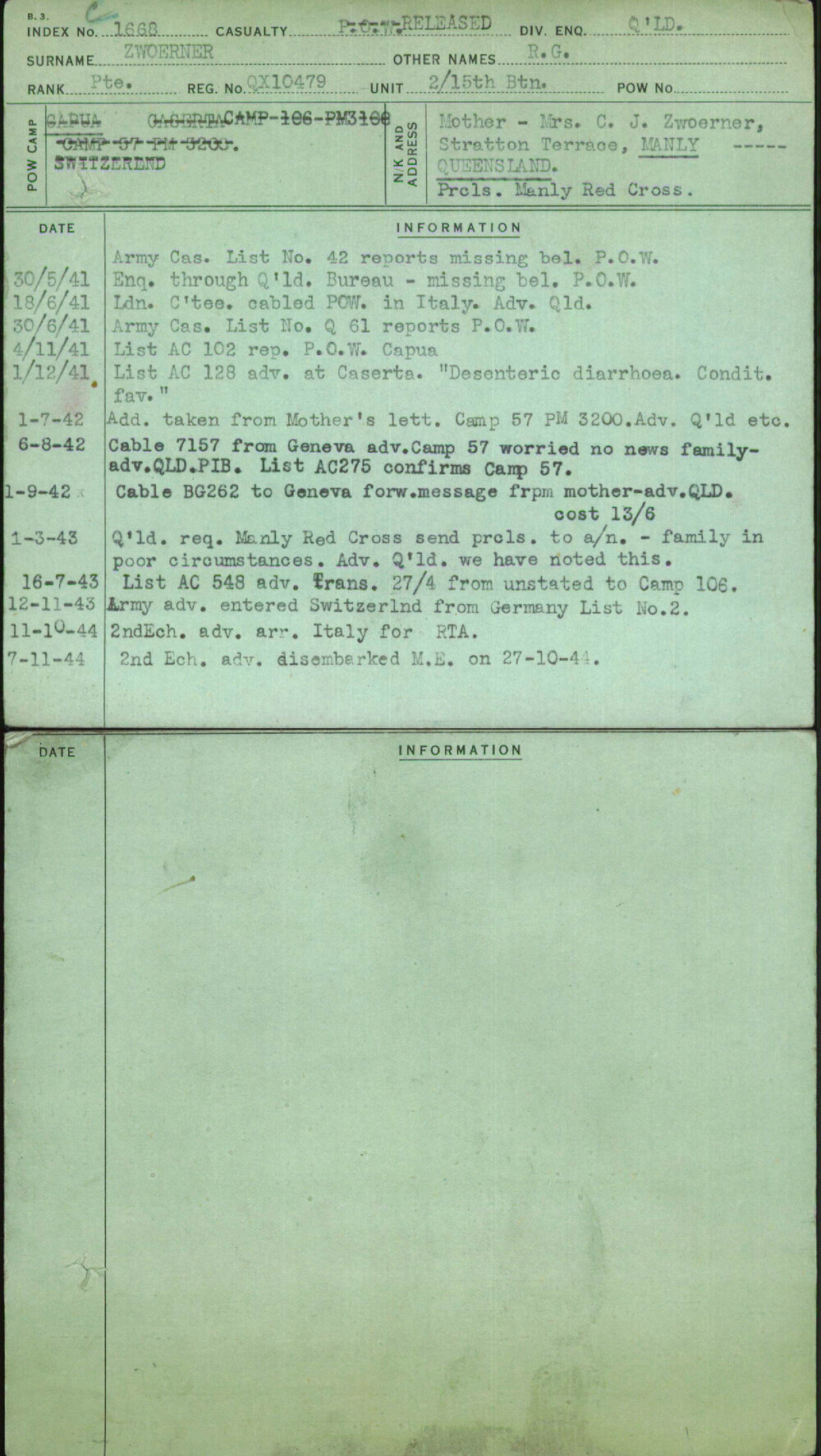 Zwoerner, R G, QX10479