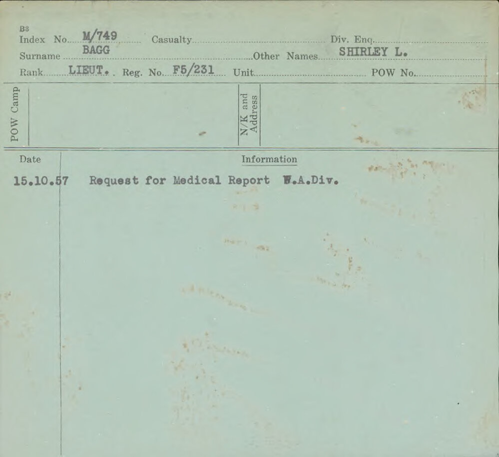 Bagg, Shirley L, F5/231