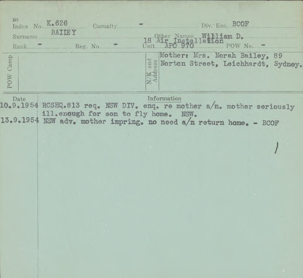 Bailey, William D