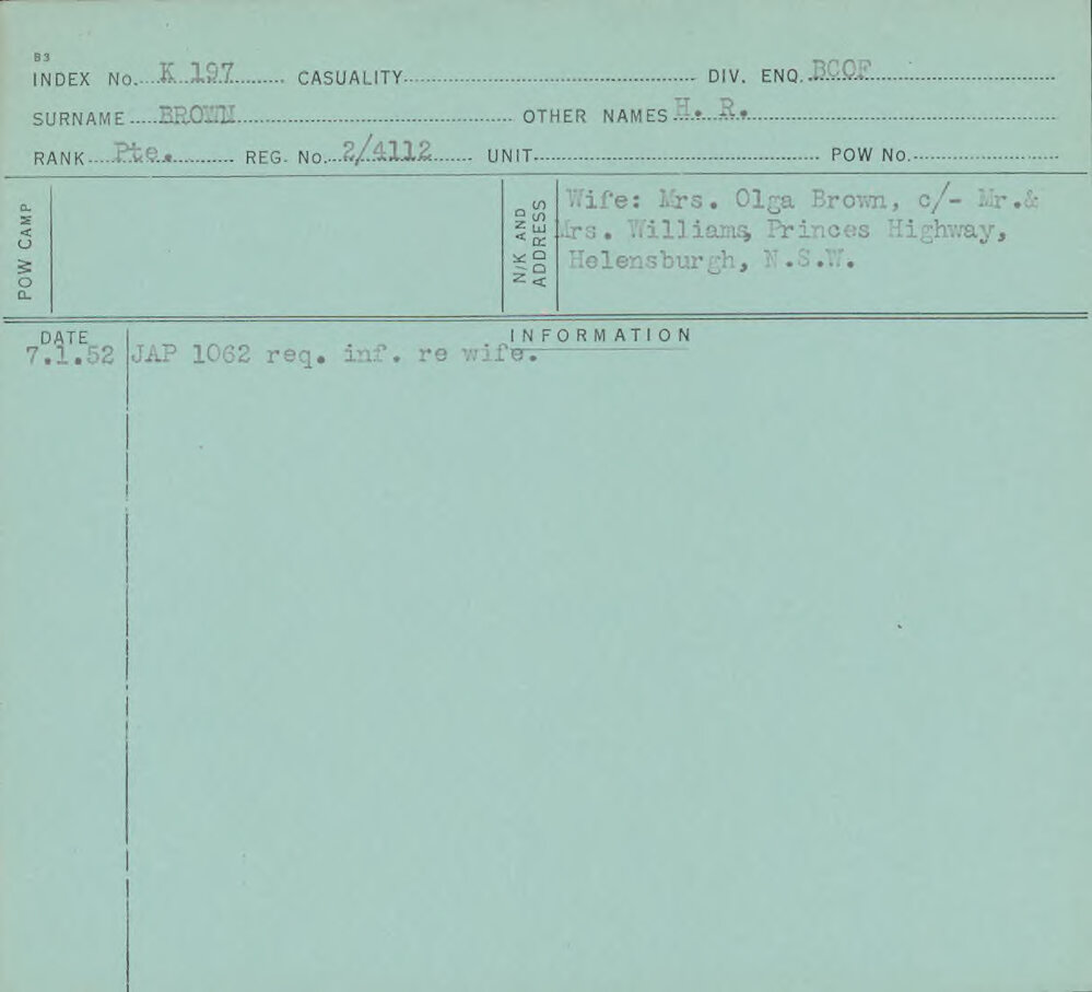 Brown, H R, 2/4112