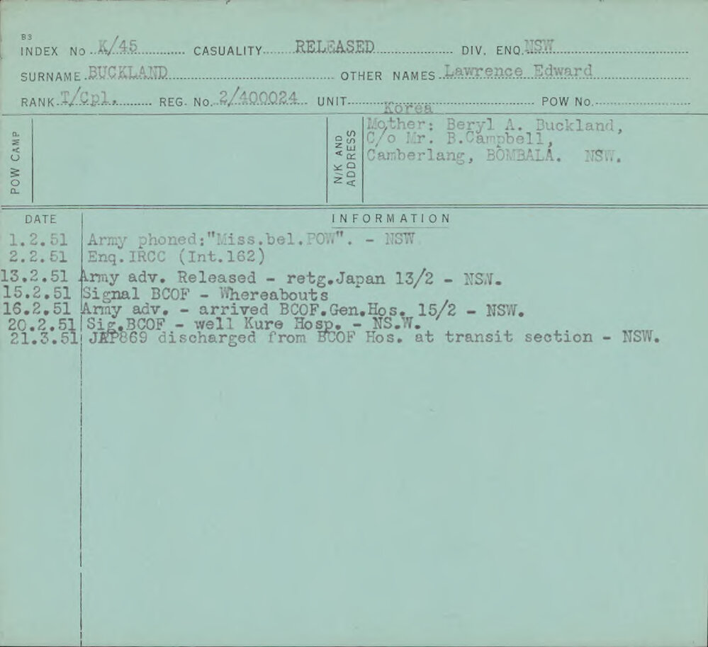 Buckland, Lawrence Edward, 2/400024