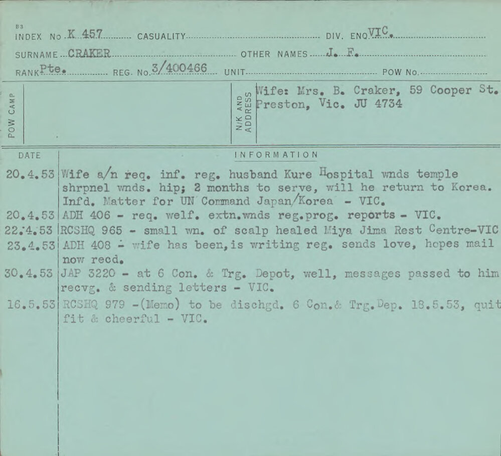 Craker, J F, 3/400466