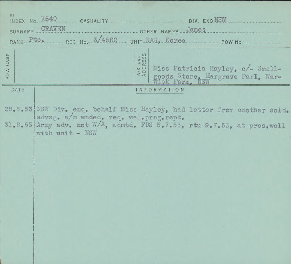 Craven, James, 3/4562