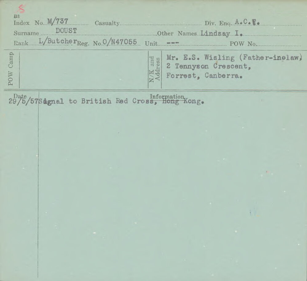 Doust, Lindsay I, 0/N47055