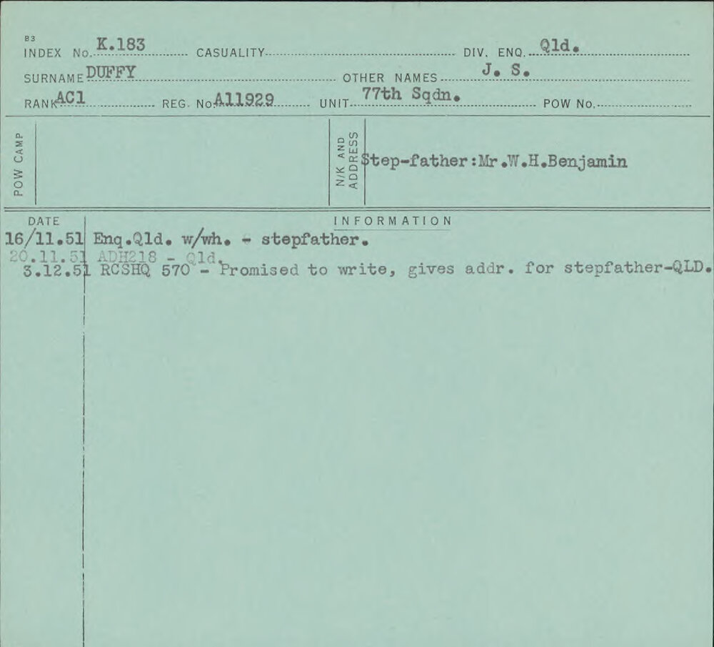 Duffy, J S, A11929