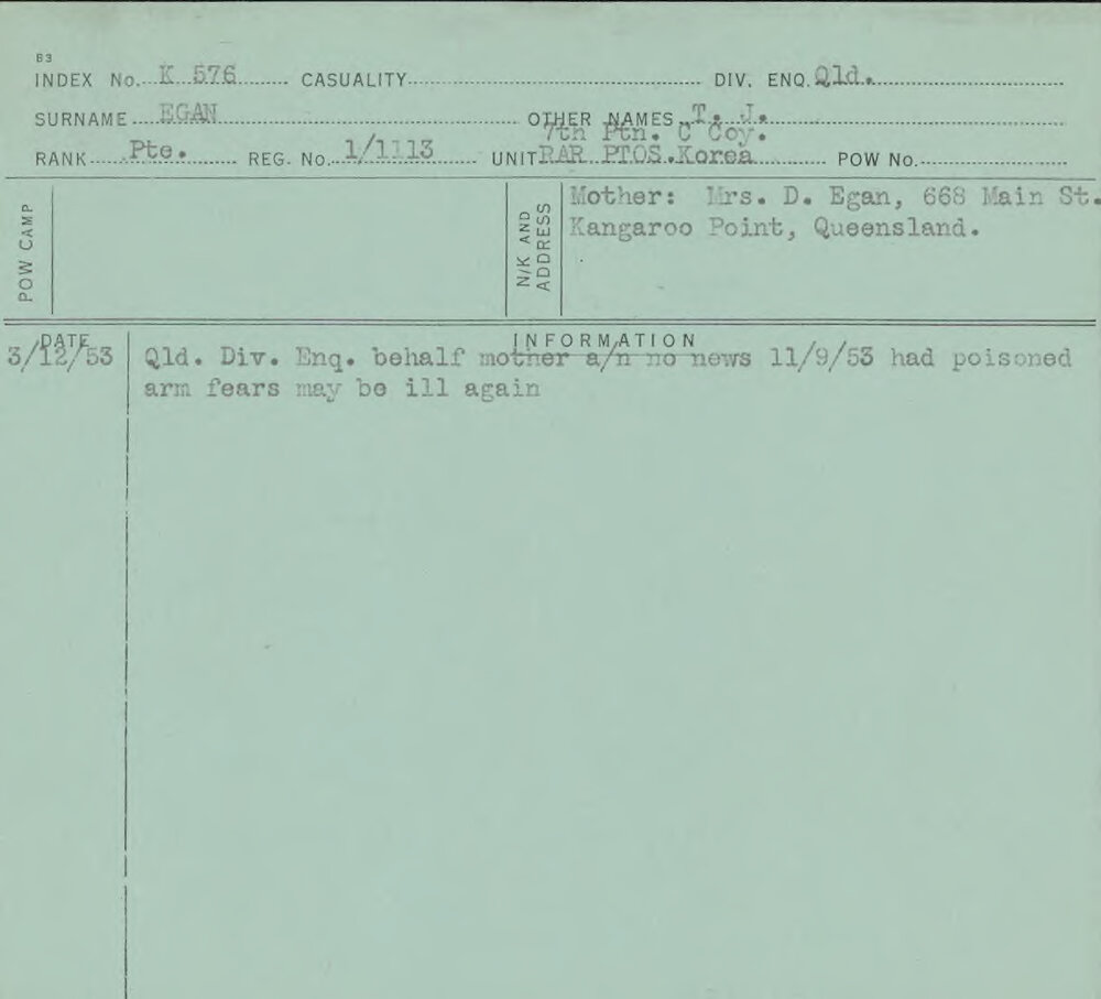 Egan, T J, 1/1113