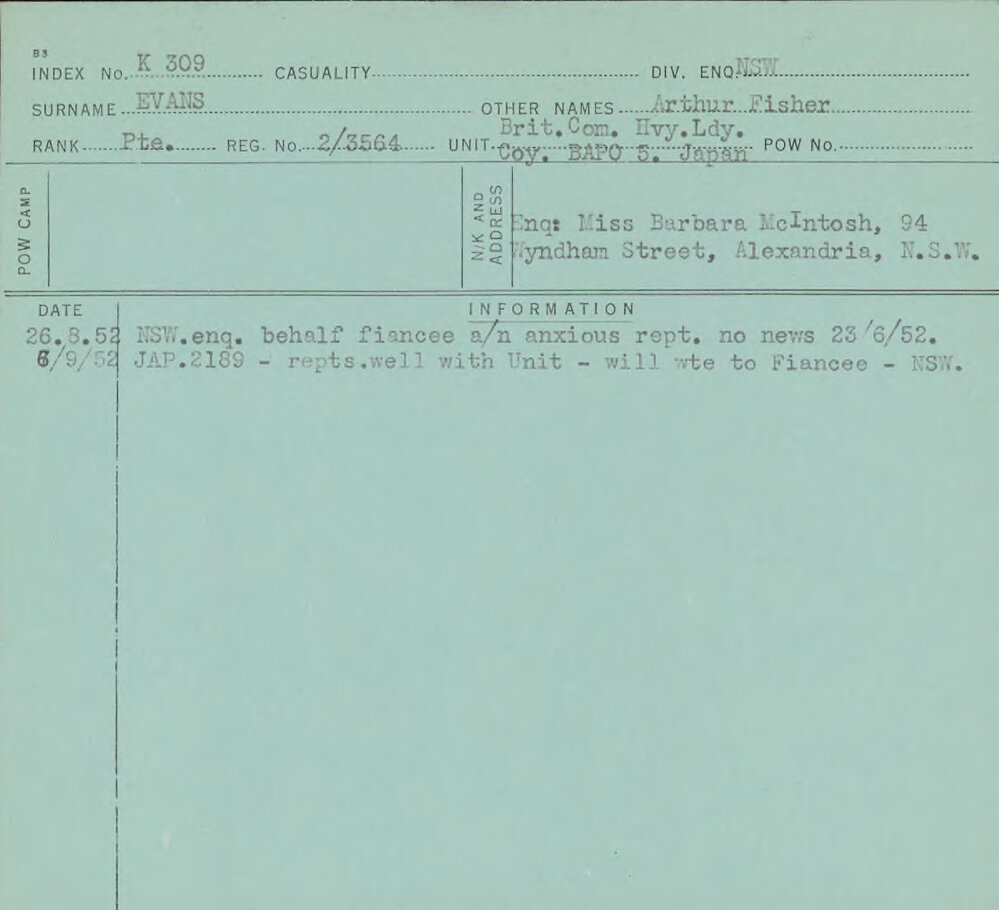 Evans, Arthur Fisher, 2/3564