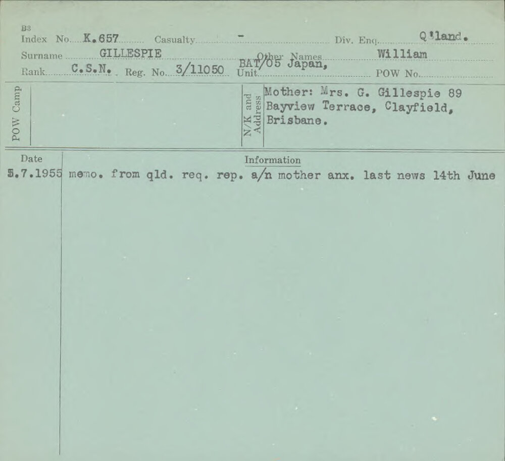 Gillespie, William, 3/11050