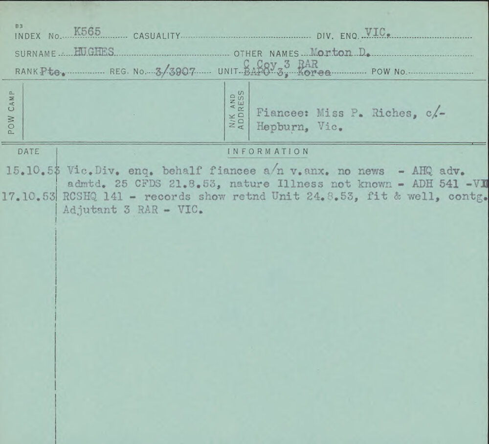 Hughes, Morton D, 3/3907