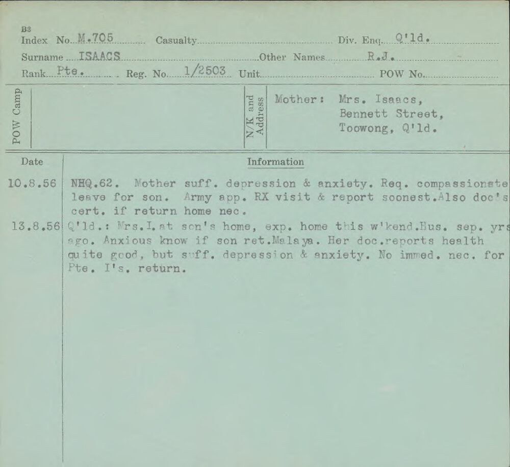 Isaacs, R J, 1/2503