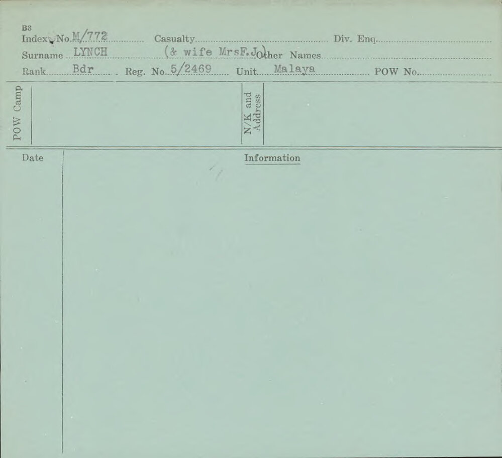 Lynch (&amp; wife Mrs F J ), 5/2469
