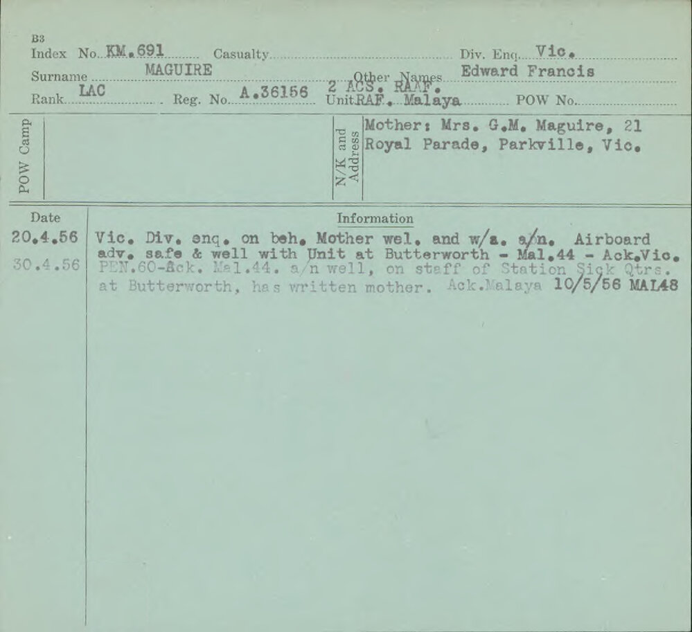Maguire, Edward Francis, A 36156