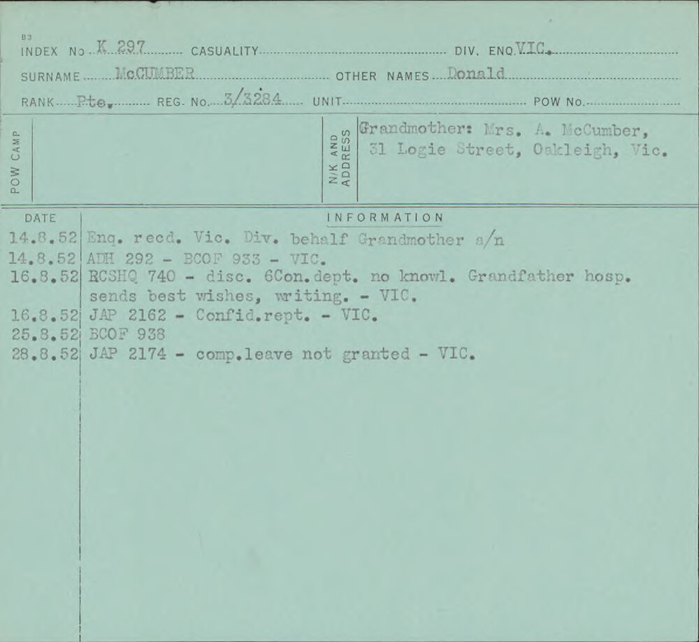 McCumer, Donald, 3/3284