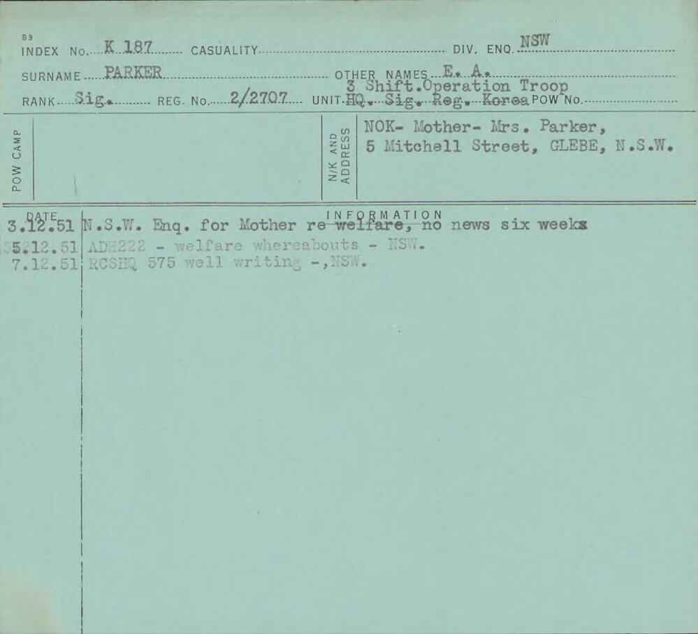 Parker, E A, 2/2707