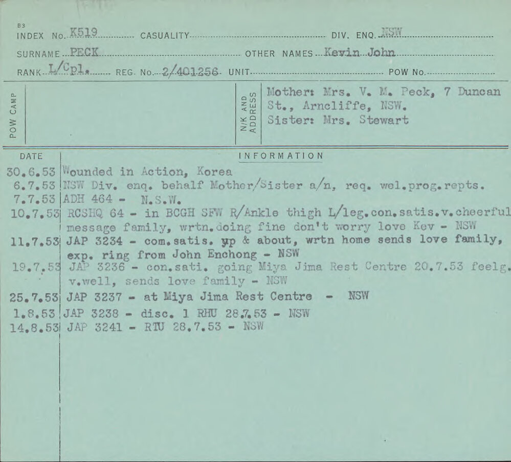 Peck, Kevin John, 2/401256