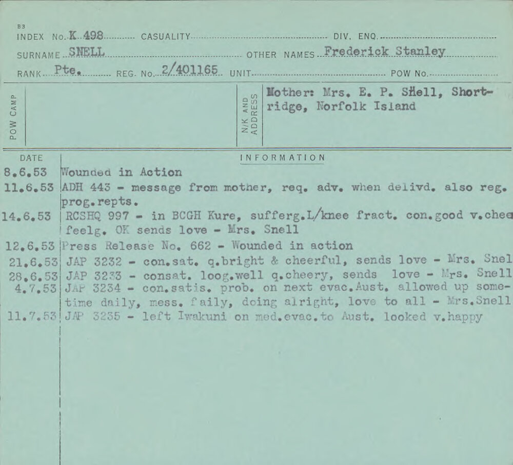 Snell, Frederick Stanley, 2/401165
