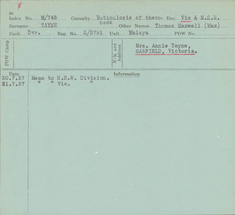 Tayne, Thomas Maxwell (Max), 3/3791