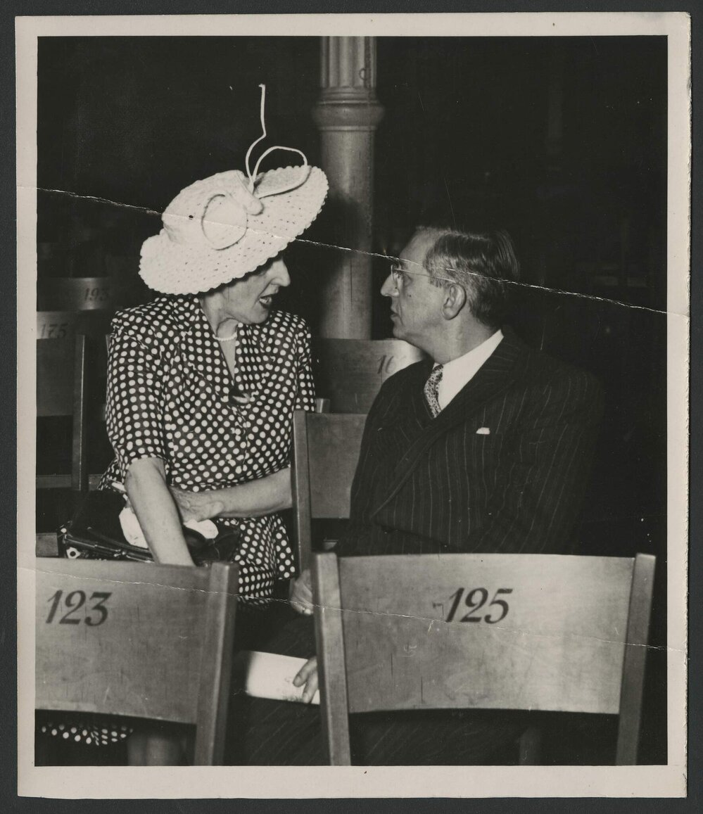Louise Hanson-Dyer seated with Henri Sauguet