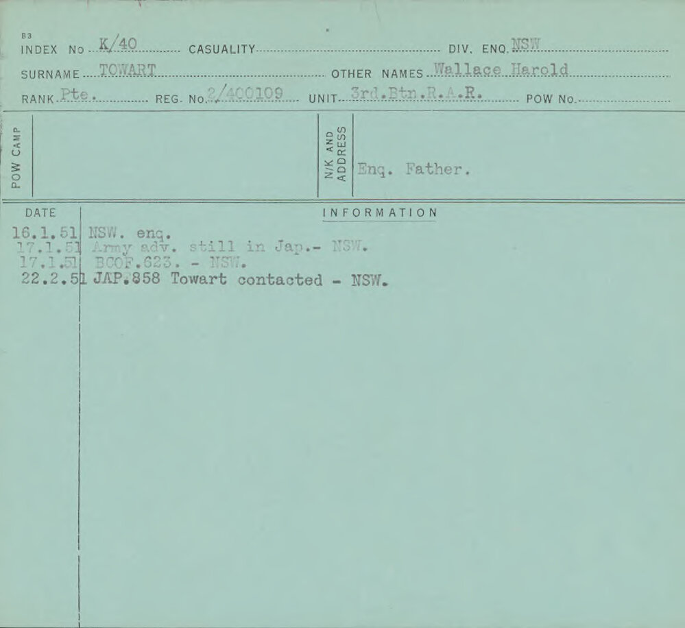 Towart, Wallace Harold, 2/400109