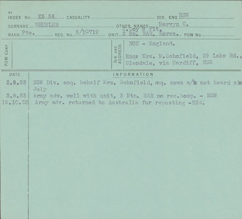 Wheeler, Mervyn C, 3/10719