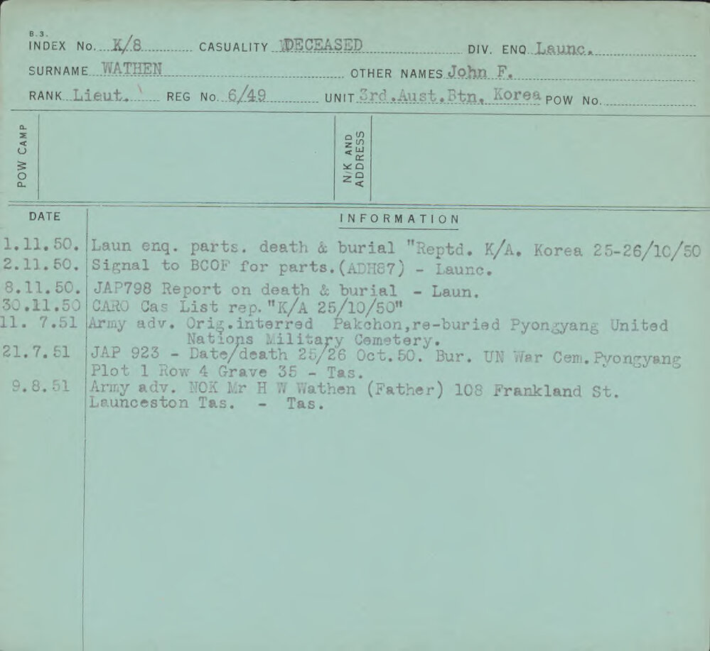 Wathen, John F, 6/49