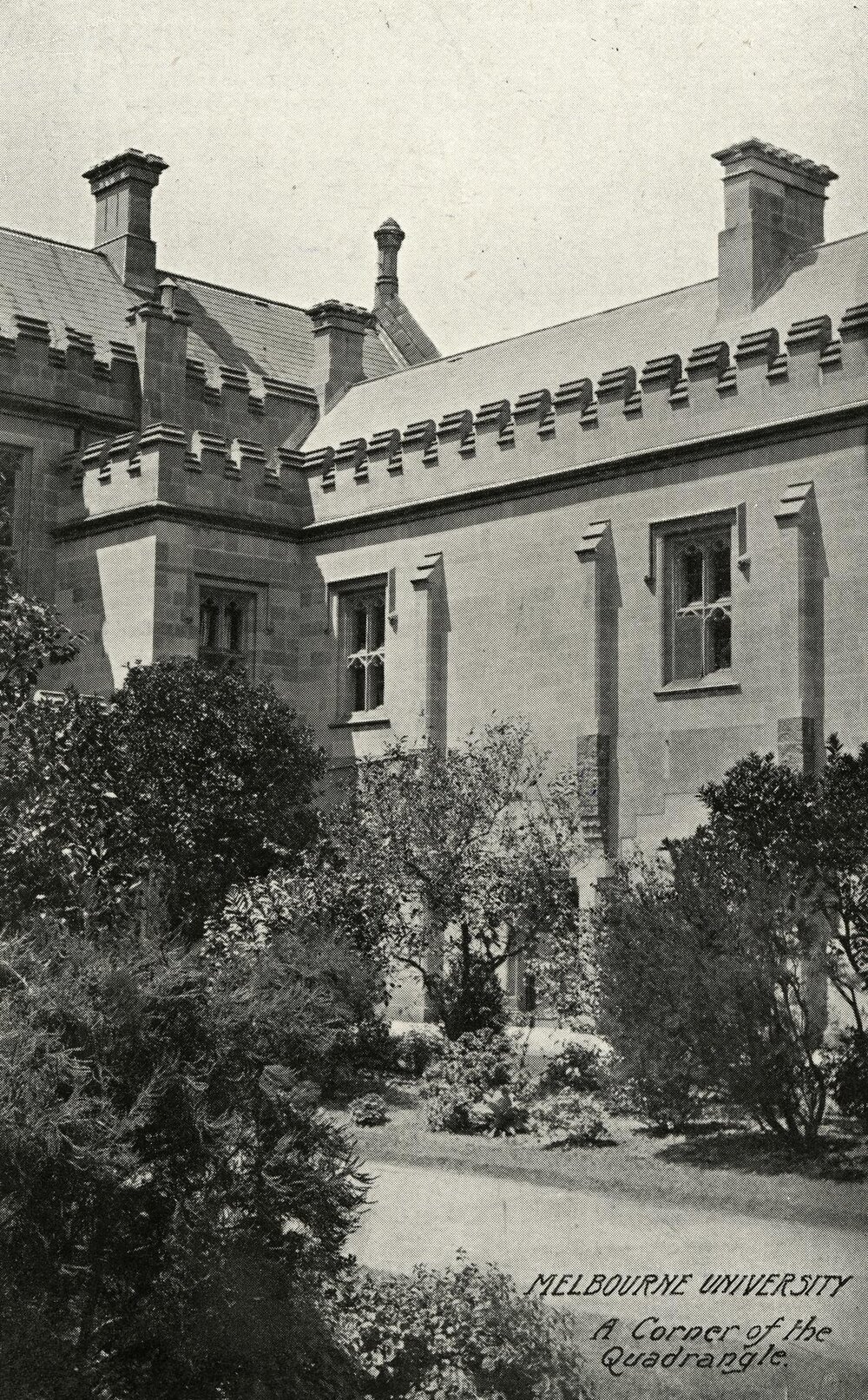 A corner of the Quadrangle, University of Melbourne, circa 1910.