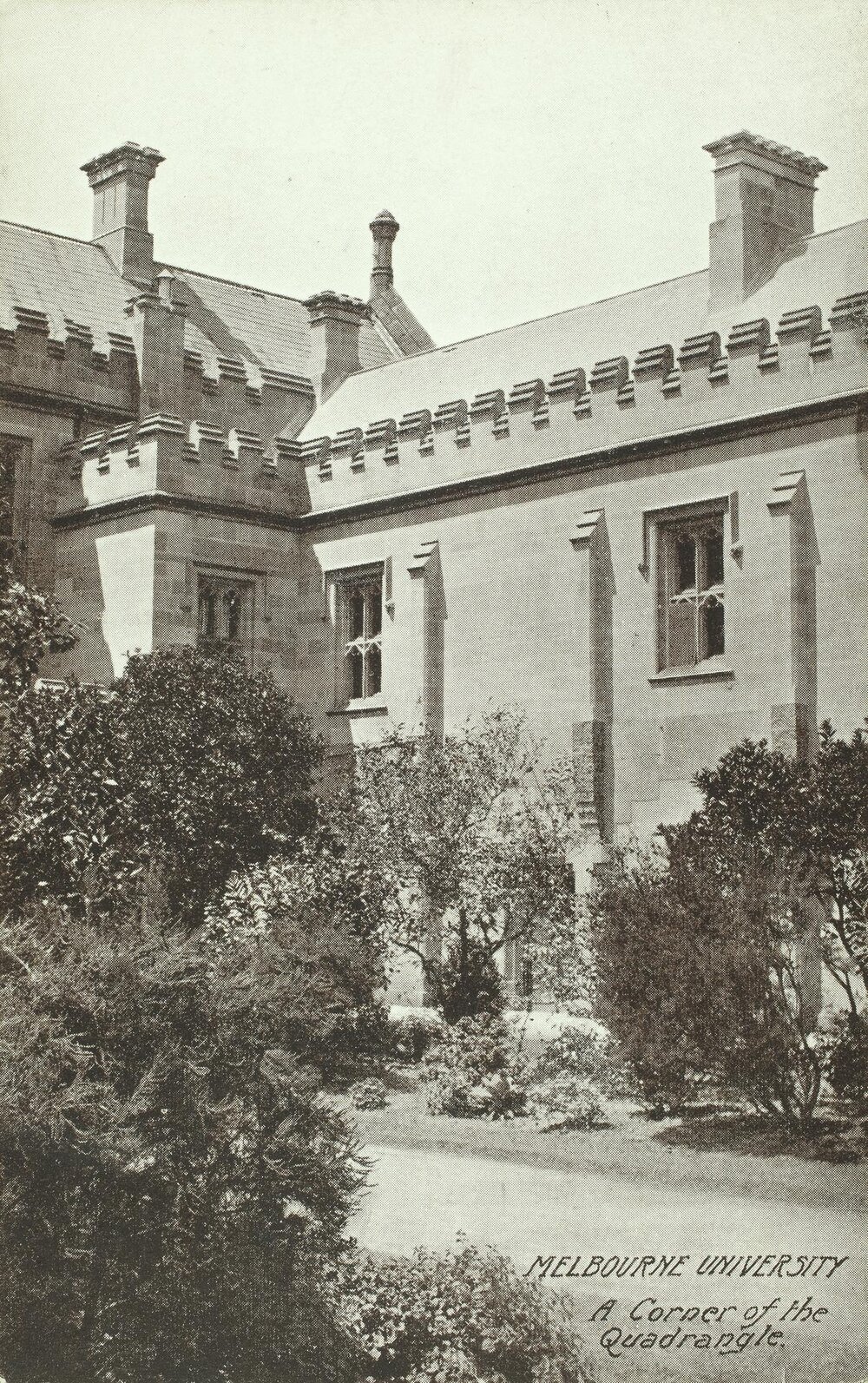 A corner of the Quadrangle, University of Melbourne, circa 1910.