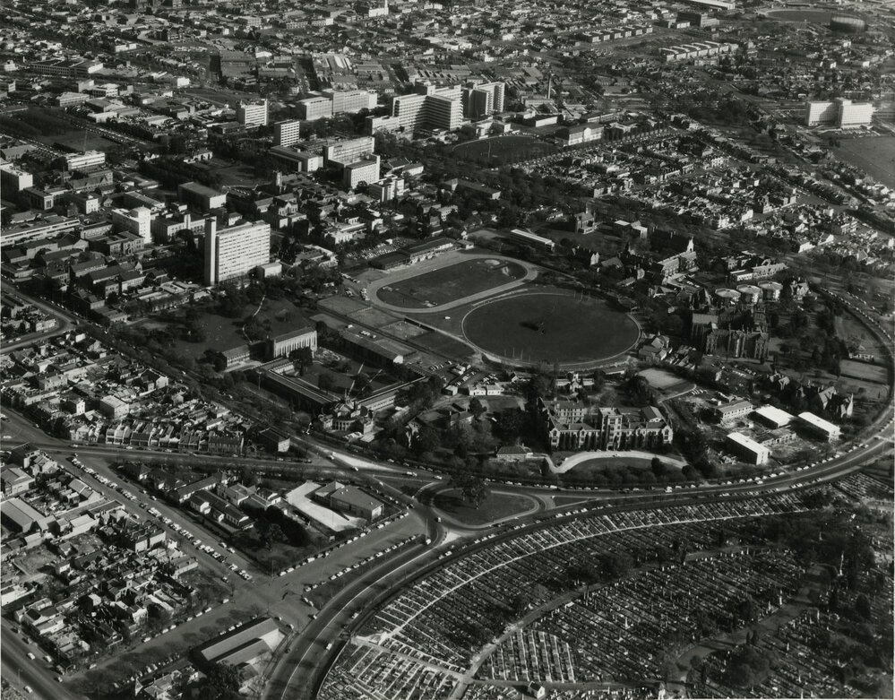 Aerial view of University of Melbourne, 1963.