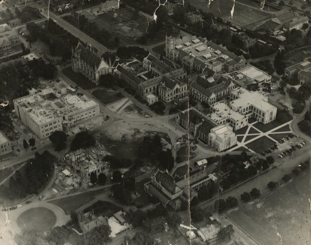 Aerial view of University, University of Melbourne, 1937-1938