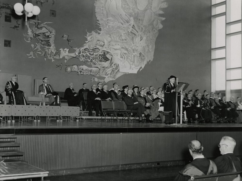 Centenary ceremony in Wilson Hall, University of Melbourne, August 1956.