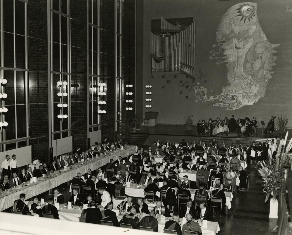 Centenary dinner in Wilson Hall, University of Melbourne, August 1956.