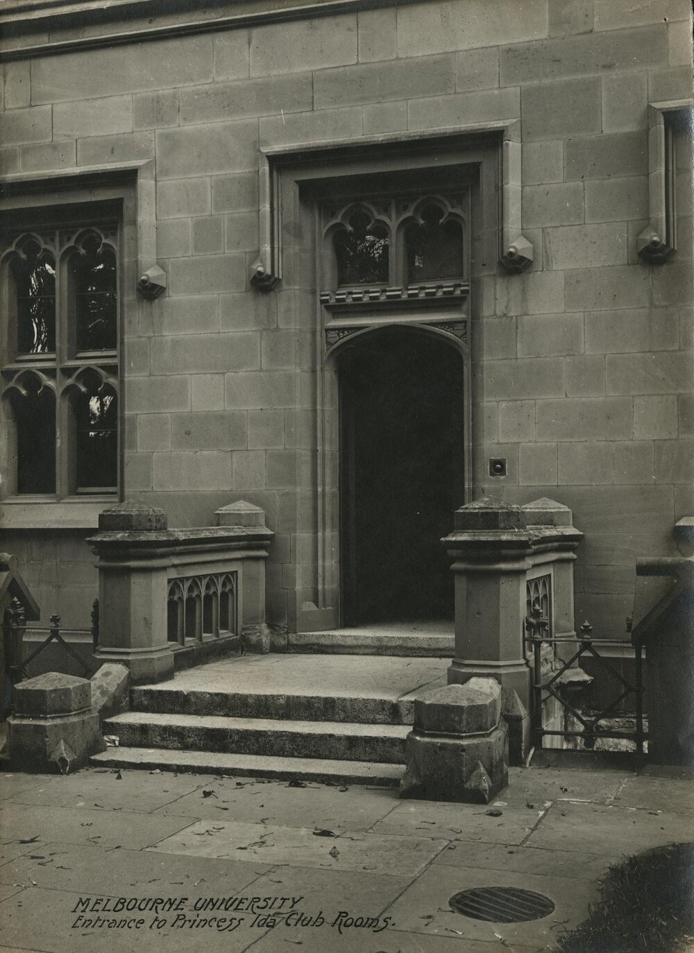 Entrance to Princess Ida Club Rooms, University of Melbourne, circa 1910.