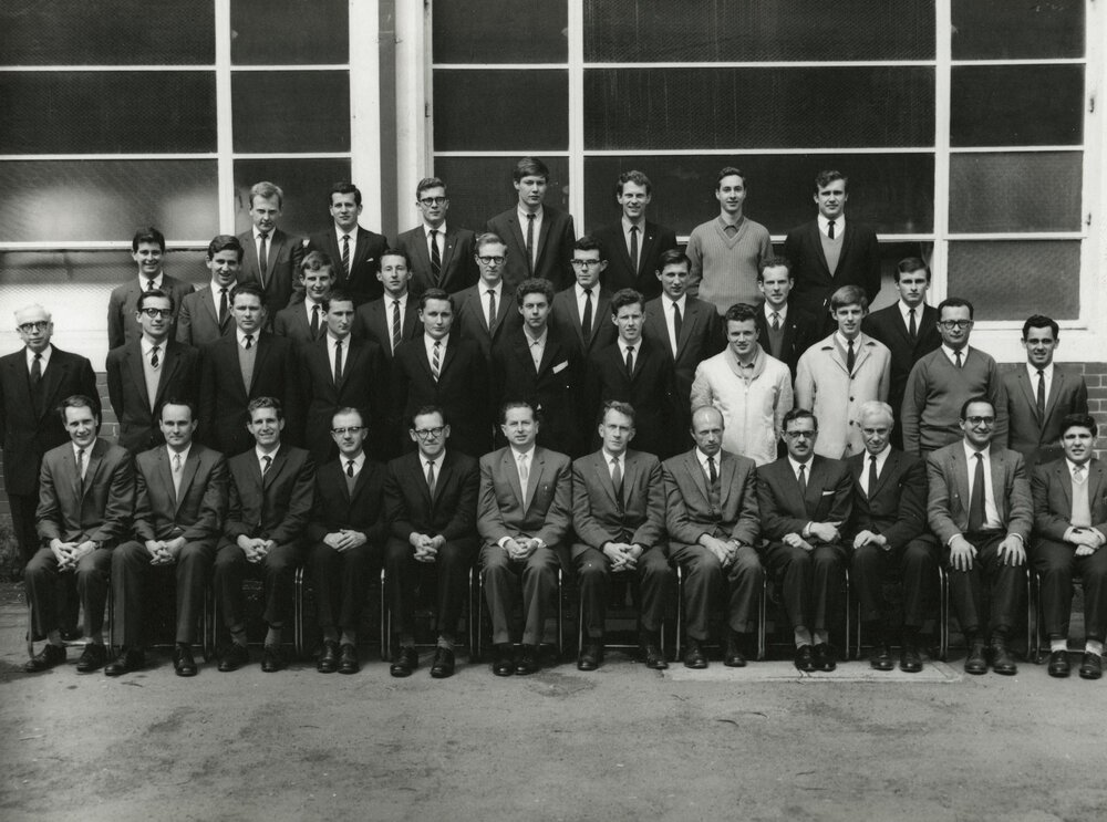 Fourth year mechanical engineering students, University of Melbourne, 1963.