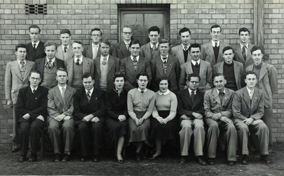 Group photo of Chemistry students, University of Melbourne, circa 1953.