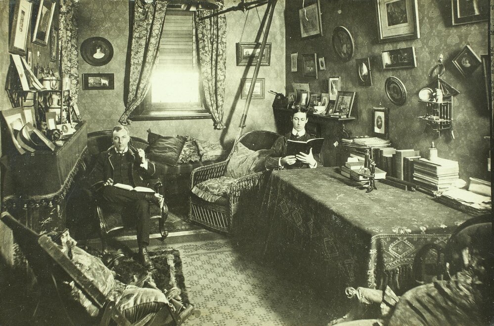 J.H. Anderson and Irvine Masson in Ormond College study, University of Melbourne, circa 1910.