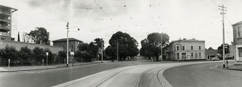 Looking north from Swanston Street and Elgin Street corner, circa 1971-1972.