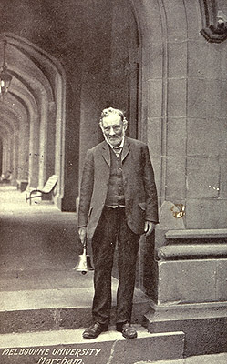 Marcham, the bellringer, University of Melbourne, circa 1890 - 1910.