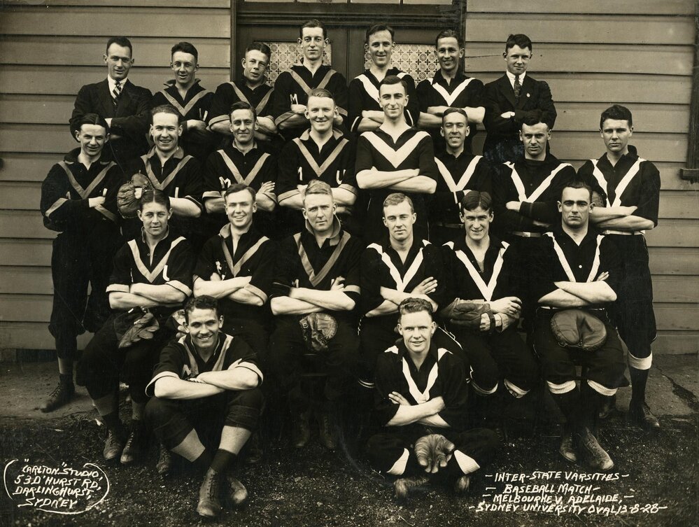 Melbourne University baseball team, Sydney, 13 September 1928.