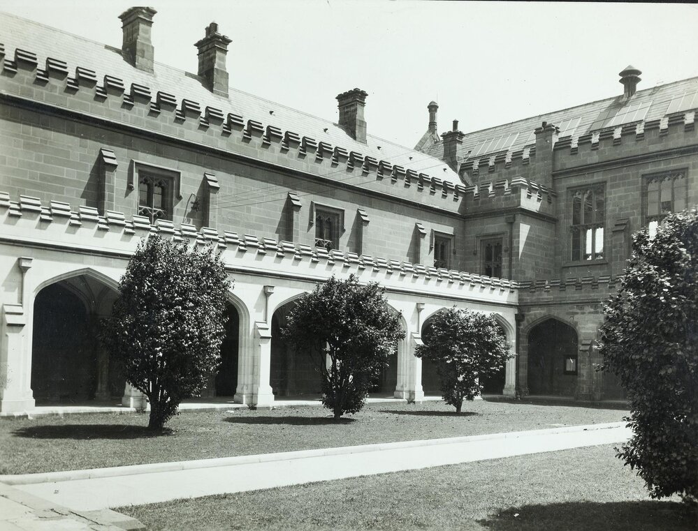 North west corner of quadrangle, University of Melbourne, circa 1935.
