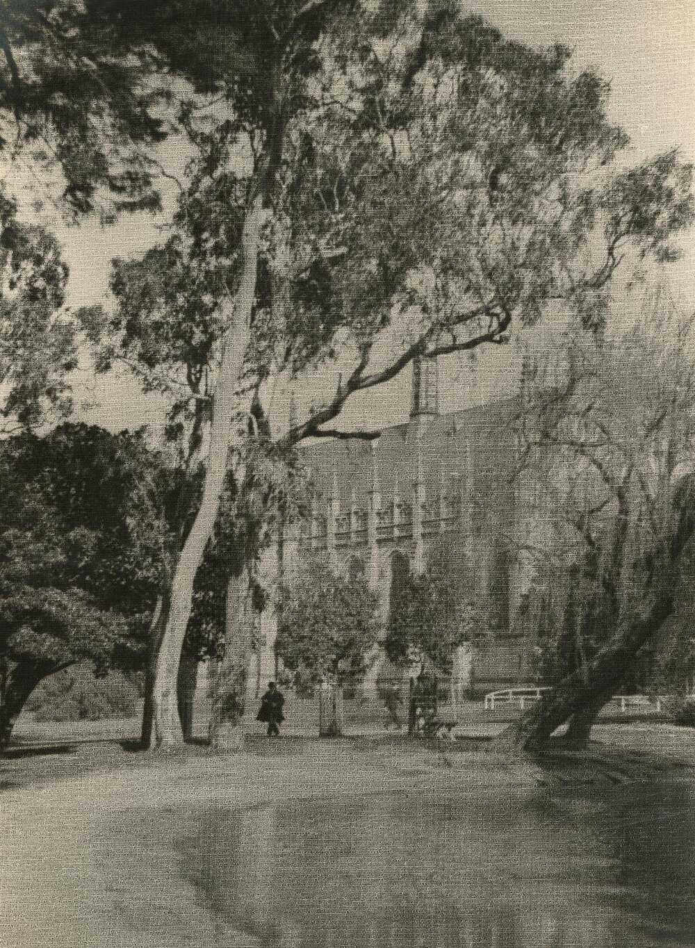 Old Wilson Hall across corner of lake, University of Melbourne.