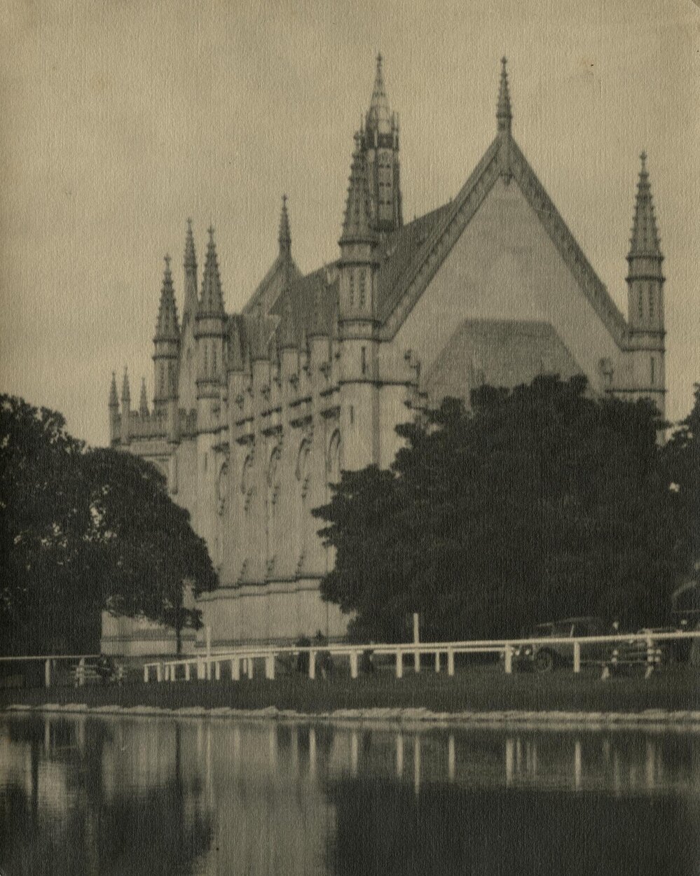 Old Wilson Hall across lake, University of Melbourne.