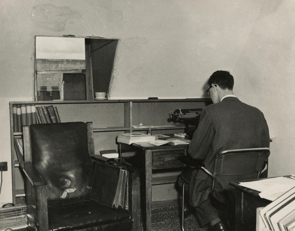 Overcrowded conditions at the University, University of Melbourne, 1958.