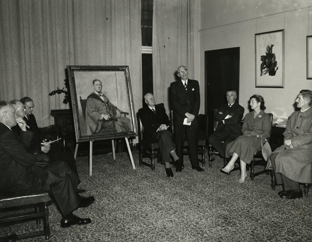 Presentation of portrait of Dr. Rowden White, University of Melbourne, 10 June 1959.
