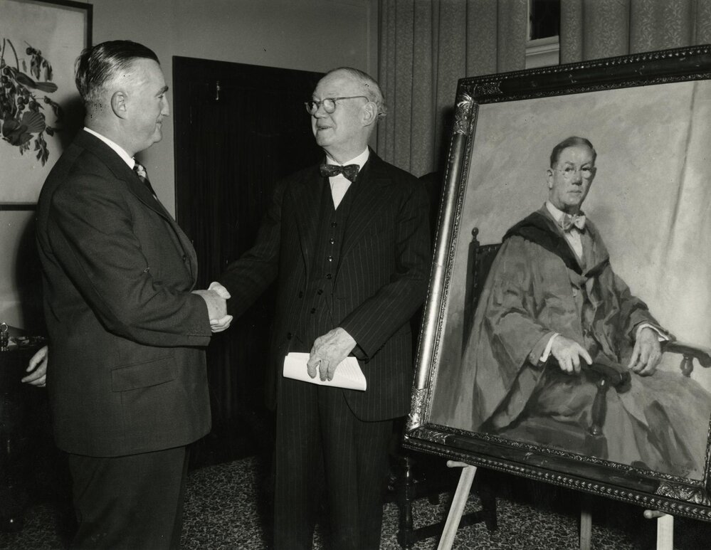 Presentation of portrait of Dr. Rowden White, University of Melbourne, 10 June 1959.